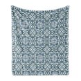 thumbnail image 1 of Vintage Soft Flannel Fleece Throw Blanket, Floral Motifs Hand Tile Antique European Pattern, Cozy Plush for Indoor and Outdoor Use, 50" x 70", Reseda Green Grey Blue, by Ambesonne, 1 of 5
