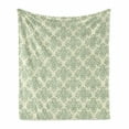 thumbnail image 1 of Vintage Soft Flannel Fleece Throw Blanket, Flourishes Drawn by Hand Floral Details Victorian Inspired Ornaments, Cozy Plush for Indoor and Outdoor Use, 60" x 80", Cream and Laurel Green, by Ambesonne, 1 of 6