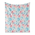 thumbnail image 1 of Vintage Soft Flannel Fleece Throw Blanket, Flowers Roses Vintage Teapot Cups Leaves Pastel Backdrop, Cozy Plush for Indoor and Outdoor Use, 50" x 60", Baby Blue and Pale Pink, by Ambesonne, 1 of 5