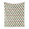 thumbnail image 1 of Vintage Soft Flannel Fleece Throw Blanket, Geometric Retro Style Curve Pattern Grunge Style Traditional Design, Cozy Plush for Indoor and Outdoor Use, 50" x 60", Blue Red and Cream, by Ambesonne, 1 of 5