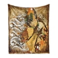 thumbnail image 1 of Vintage Soft Flannel Fleece Throw Blanket, Grunge Graphic of Lace Look Ornate with Macro Butterfly Designs, Cozy Plush for Indoor and Outdoor Use, 50" x 60", Multicolor, by Ambesonne, 1 of 6