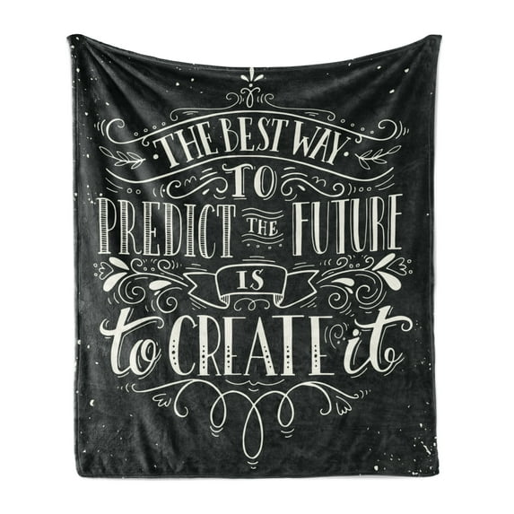 Vintage Soft Flannel Fleece Throw Blanket, Hand Lettering on a Grunge Design Inspired Background Slogan, Cozy Plush for Indoor and Outdoor Use, 50" x 60", Cream and Black, by Ambesonne