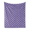 thumbnail image 1 of Vintage Soft Flannel Fleece Throw Blanket, Illustration of Geometric Motifs Repeating Classical, Cozy Plush for Indoor and Outdoor Use, 50" x 60", Blue Violet White, by Ambesonne, 1 of 5