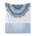 thumbnail image 1 of Vintage Soft Flannel Fleece Throw Blanket, Lace Detailed Floral Design Wedding Inspired Art, Cozy Plush for Indoor and Outdoor Use, 50" x 60", Slate Blue Seafoam, by Ambesonne, 1 of 5