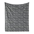 thumbnail image 1 of Vintage Soft Flannel Fleece Throw Blanket, Layout of Burgeoning Flower Leaves Strokes and Swirls, Cozy Plush for Indoor and Outdoor Use, 50" x 60", Pale Eggshell Dark Grey, by Ambesonne, 1 of 5