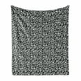 thumbnail image 1 of Vintage Soft Flannel Fleece Throw Blanket, Layout of Burgeoning Flower Leaves Strokes and Swirls, Cozy Plush for Indoor and Outdoor Use, 50" x 70", Pale Eggshell Dark Grey, by Ambesonne, 1 of 5