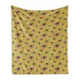 thumbnail image 1 of Vintage Soft Flannel Fleece Throw Blanket, Love Flowers on Dots in Faded Colors, Cozy Plush for Indoor and Outdoor Use, 50" x 60", Dark Yellow Multicolor, by Ambesonne, 1 of 5