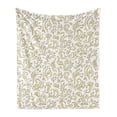 thumbnail image 1 of Vintage Soft Flannel Fleece Throw Blanket, Monochrome Style Classic Victorian Inspired Rococo Motif Repetition, Cozy Plush for Indoor and Outdoor Use, 70" x 90", Pale Camel White, by Ambesonne, 1 of 5