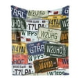 thumbnail image 1 of Vintage Soft Flannel Fleece Throw Blanket, Original Retro Style License Plates Personalized Creative Travel Vacation, Cozy Plush for Indoor and Outdoor Use, 60" x 80", Green Blue Yellow, by Ambesonne, 1 of 5