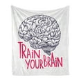 thumbnail image 1 of Vintage Soft Flannel Fleece Throw Blanket, Positive Words on Human Brain Intelligence Head Skull Humor Modern Image Art, Cozy Plush for Indoor and Outdoor Use, 50" x 70", Pink Dark Blue, by Ambesonne, 1 of 5