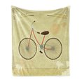 thumbnail image 1 of Vintage Soft Flannel Fleece Throw Blanket, Postcard of a Retro Bicycle on Grunge Background Illustration Artwork Print, Cozy Plush for Indoor and Outdoor Use, 50" x 60", Brown and Khaki, by Ambesonne, 1 of 6
