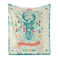 thumbnail image 1 of Vintage Soft Flannel Fleece Throw Blanket, Reindeer with Antlers with Tribal Element and Flowers, Cozy Plush for Indoor and Outdoor Use, 60" x 80", Multicolor, by Ambesonne, 1 of 6