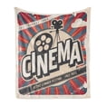 thumbnail image 1 of Vintage Soft Flannel Fleece Throw Blanket, Retro Cinema Movie Vintage Paper Texture Hollywood Stars Theme Image Print, Cozy Plush for Indoor and Outdoor Use, 60" x 80", Brown Ecru Grey, by Ambesonne, 1 of 5