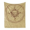 thumbnail image 1 of Vintage Soft Flannel Fleece Throw Blanket, Roman Style Face in Circle Like Radiating Sun Antique Image Artwork, Cozy Plush for Indoor and Outdoor Use, 60" x 80", Pale Brown, by Ambesonne, 1 of 5