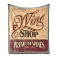 thumbnail image 1 of Vintage Soft Flannel Fleece Throw Blanket, Vintage Rusty Pop Art Style Sign for Wine Shop Past Time Adds Bohemian Art Print, Cozy Plush for Indoor and Outdoor Use, 50" x 70", Orange Red, by Ambesonne, 1 of 5