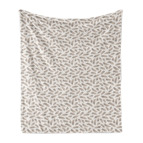 Vintage Soft Flannel Fleece Throw Blanket, Tender Illustration of Botanical Themed Motif in Earth Tones, Cozy Plush for Indoor and Outdoor Use, 70" x 90", Coconut Cocoa, by Ambesonne