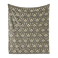 thumbnail image 1 of Vintage Soft Flannel Fleece Throw Blanket, Traditional Pattern Classic Rich Ornaments on Grey Symmetric Royal Motifs, Cozy Plush for Indoor and Outdoor Use, 60" x 80", Grey and Yellow, by Ambesonne, 1 of 5