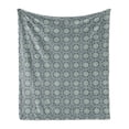 thumbnail image 1 of Vintage Soft Flannel Fleece Throw Blanket, Traditional Persian Flower Motifs with Influences Old Fashioned Tile, Cozy Plush for Indoor and Outdoor Use, 60" x 80", Dark Blue Cream, by Ambesonne, 1 of 5