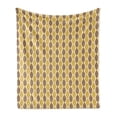 thumbnail image 1 of Vintage Soft Flannel Fleece Throw Blanket, Vertically Aligned Oval Shapes with Pointy Ends in Retro Colors, Cozy Plush for Indoor and Outdoor Use, 50" x 60", Eggshell Mustard, by Ambesonne, 1 of 6