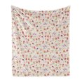 thumbnail image 1 of Vintage Soft Flannel Fleece Throw Blanket, Vintage Retro Antique Tea Cups and Teapots Art Pattern Image, Cozy Plush for Indoor and Outdoor Use, 50" x 60", Dark Coral Pale Pink, by Ambesonne, 1 of 6