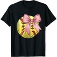 thumbnail image 1 of Vintage Softball Coquette Bow Cute Softball Mom Girls Kids T-Shirt, 1 of 5