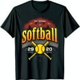 Vintage Softball Graphic TShirt Design with Crossed Bats & Ball Black