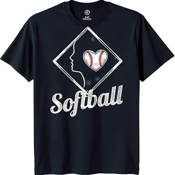 Vintage Softball Heart Graphic T-Shirt for Softball Lovers