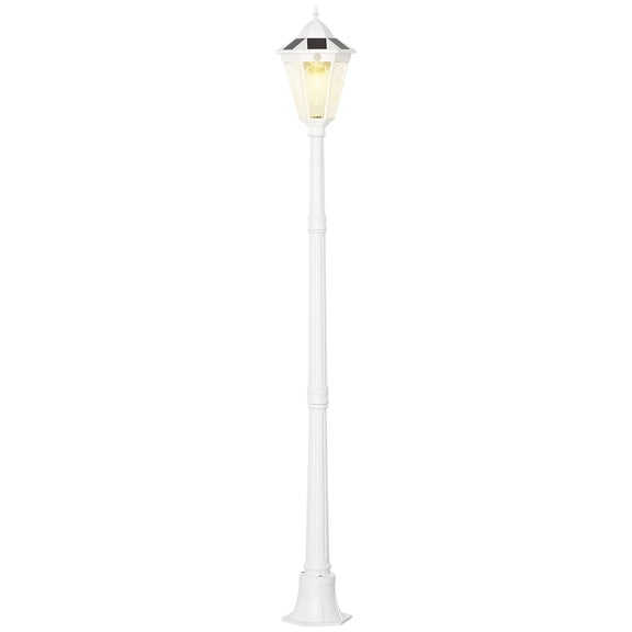 Vintage Solar Lamp Post Lights Outdoor, 76.5" All Weather Streetlight with Auto Sensor & Adjustable Brightness, Clear Glass