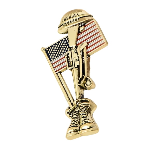 Vintage Soldier Memorial Pin with Detailed Metal Engraving, Men's Armed Accessory for Collectors and