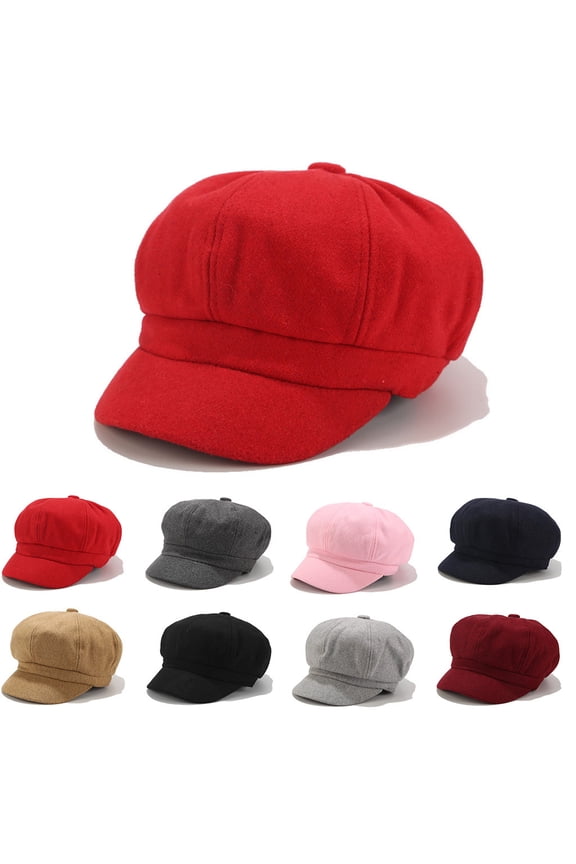 Vintage Solid Beret for Women Winter Korean Style Painter Newsboy Cap