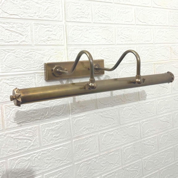 Vintage Solid Brass Picture Light, Mid-Century Modern Gallery Lamp, Antique Wall Dcor