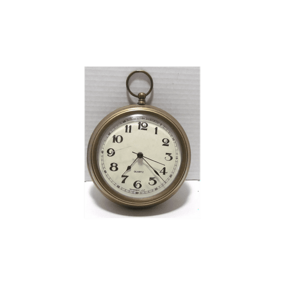 Vintage Solid Brass Pocketwatch Style Wall Clock Working As Described