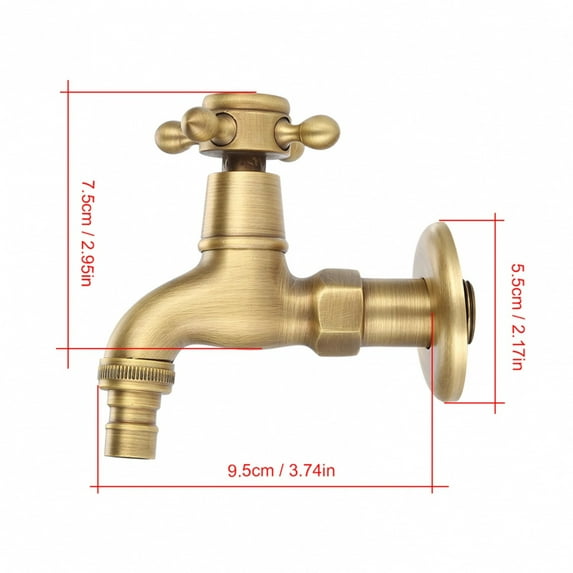 Vintage Solid Brass Single Handle Faucet for Washing Machine Wall Mounted Water Tap