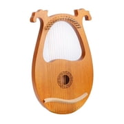 Vintage Solid Mahogany Lyre Harp 16 Metal Strings w/ Tuning Wrench For Beginner
