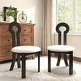 thumbnail image 1 of Vintage Solid Wood Dining Chairs - Set of 2 with Sheep Plush Backrest (Armless for Small Spaces), 1 of 26