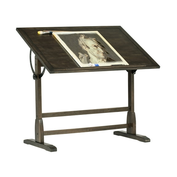 Studio Designs Vintage Solid Wood Drawing/Drafting Table with 42" x 30" Adjustable Tilting Top