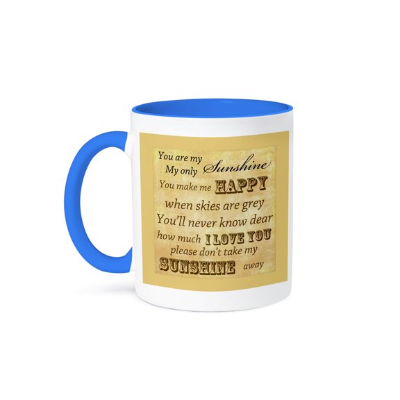 3dRose, Vintage Songs You Are My Sunshine- Love Songs, 11oz Two-Tone Blue Mug