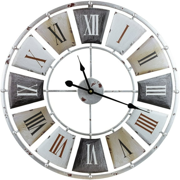 Vintage Sorbus Wall Clock: Roman Numerals, Rustic Farmhouse Decor, 24 Round