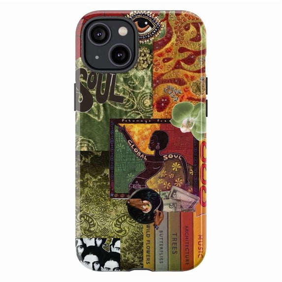 Vintage Soul Collage Phone Case, Afrocentric Abstract Art Cover for iPhone 17 16 15 14 13 12 11 Plus Pro Max Mini