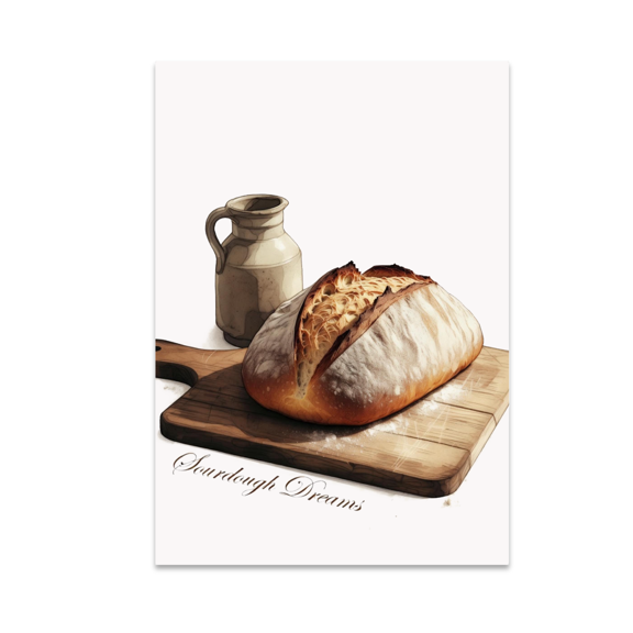 Vintage Sourdough Bread Kitchen Art - Home Chef - 13x19 Poster Print