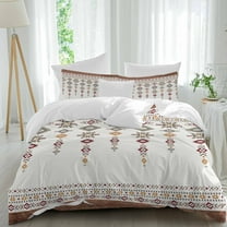 Vintage Southwest Duvet Cover Set Twin Size Wood Grain Boho Geometric Tribal Style Soft Lightweight Comforter Covers 4 Piece Bedding Set with 1 Duvet Cover 1 Bed Sheet & 2 Pillow Shams