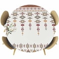 thumbnail image 1 of Vintage Southwest Round Fitted Table Cover Brown Boho Geometric Tribal Style Waterproof Table Cloth with Elastic Edge Wipeable Tablecloth for Picnic Camping Party Fits 55"-60" Diameter, 1 of 8