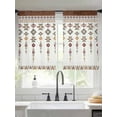 thumbnail image 1 of Vintage Southwest Sheer Curtains 45 inches Long 2 Panels Set Brown Boho Geometric Tribal Style Tiers Sheers Rod Pocket Small Window Short Curtains for Kitchen Cafe, Each 52" W x 45" L, 1 of 7