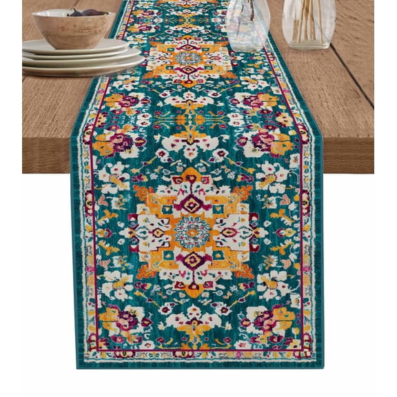 Vintage Southwest Table Runner 48 Inches, Boho Aztec Farmhouse Pattern Art Bed Runner Dresser Scarves Tabletop for Indoor Outdoor Parties/Ceremony/Banquet, 13" x 48"