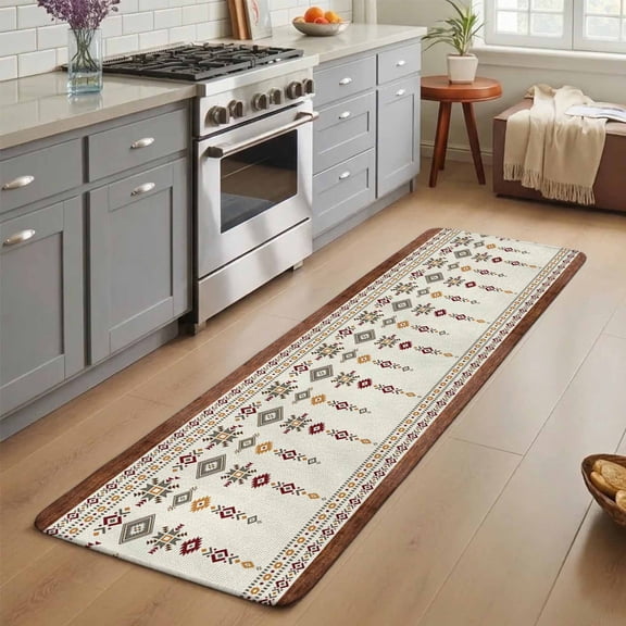 Vintage Southwest Washable Runner Rug 2X5 ft Wood Grain Boho Geometric Tribal Style Non-Slip Hallway Runner Rug, Linen Kitchen Runner Mats, Indoor Floor Carpet for Entryway Bathroom Bedroom
