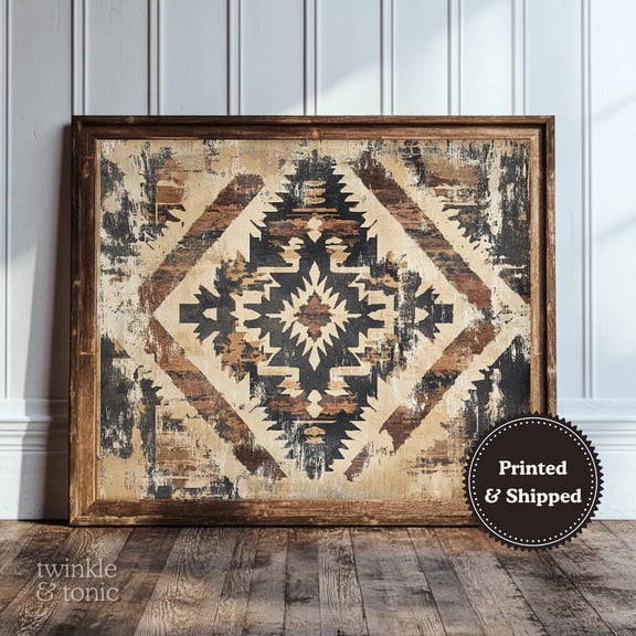 Vintage Southwestern Art Rustic Lodge Poster Boho Western Aztec Textile Wall Poster Poster, Wall Art for Decor, Poster Only