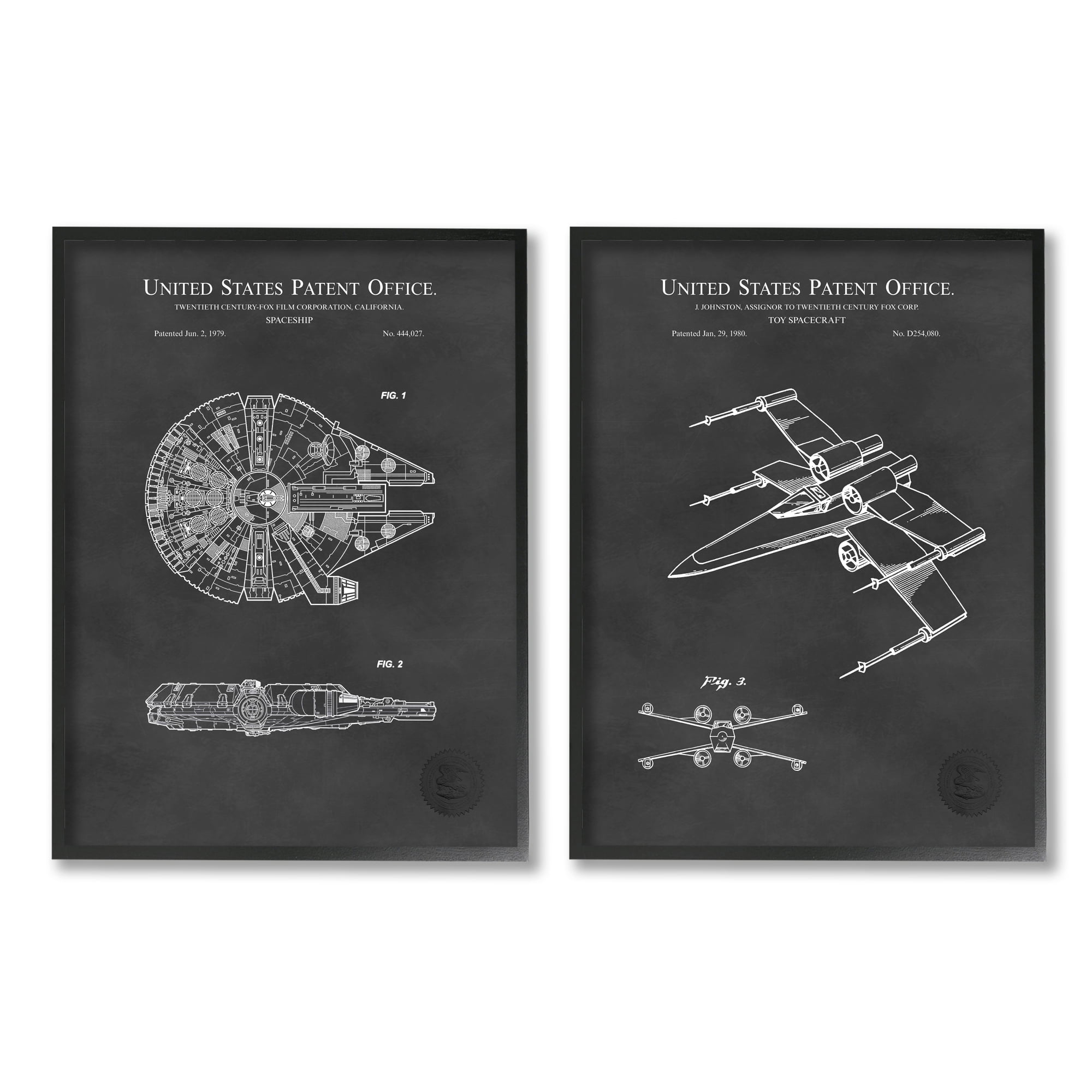 " Vintage Space Ship Patents Science Fiction Pop Culture " by Karl Hronek 2 - Pieces