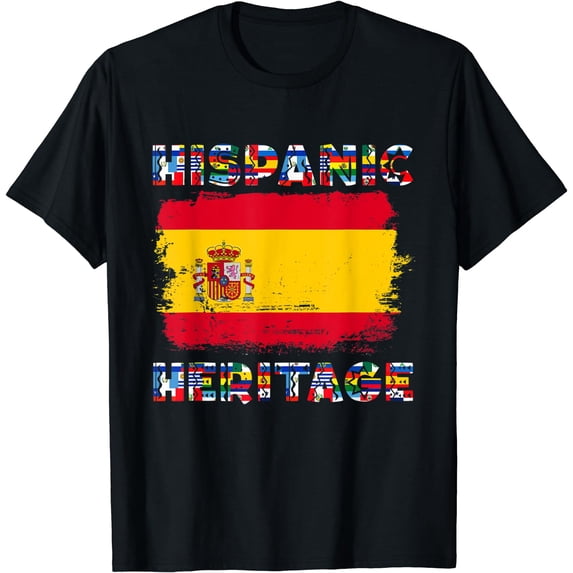 Vintage Spain Spaniard Flag Hispanic Heritage Month T-Shirt