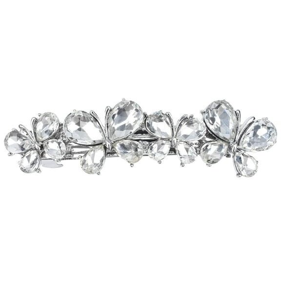 Vintage Sparkly Hair Barrettes, Decorative Hair Clips French Navy Blue Rhinestone Barrettes, Crystal Flower Hair Pins Hair Accessories for Women Girls