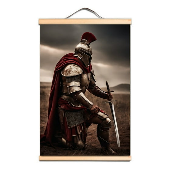 Vintage Spartan Warriors Poster & Prints Wall Chart Scroll Painting Ancient Greek Armor Samurai Artwork Wall Art Tapestry Home Decor Flag Banner,Multicolor,11.8X17.7 inches